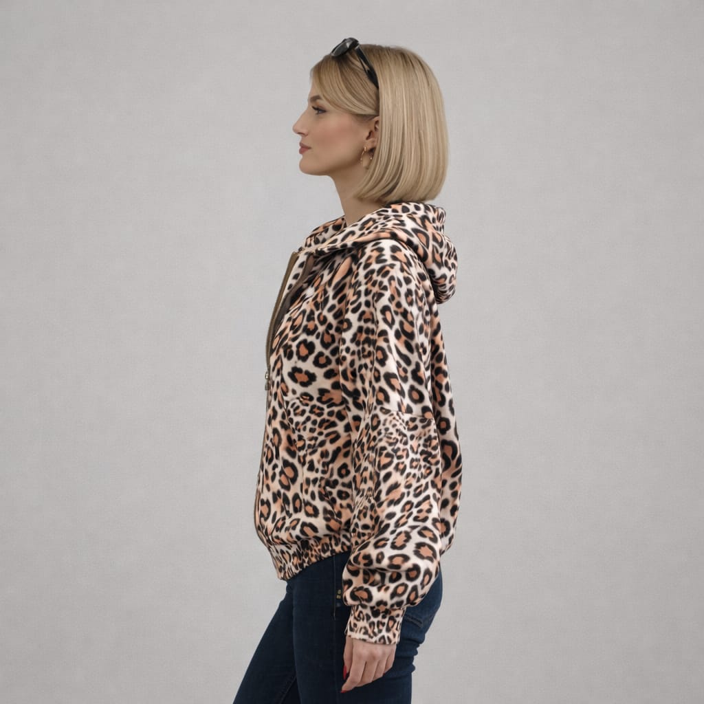 Tiger Print Zip Up Jacket