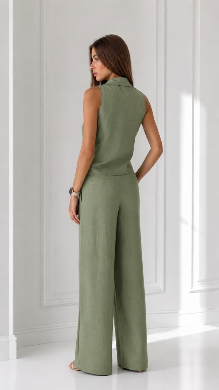 W-The Tie Details Vest In Mint-Green