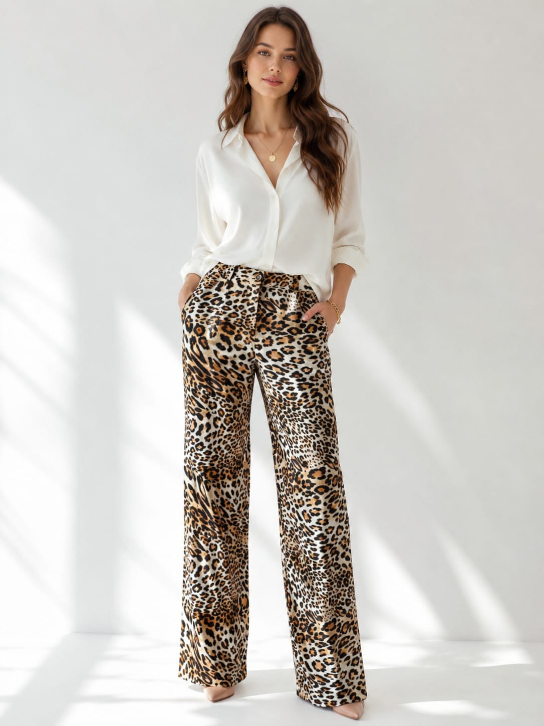 Tiger Print Gabardine Pants
