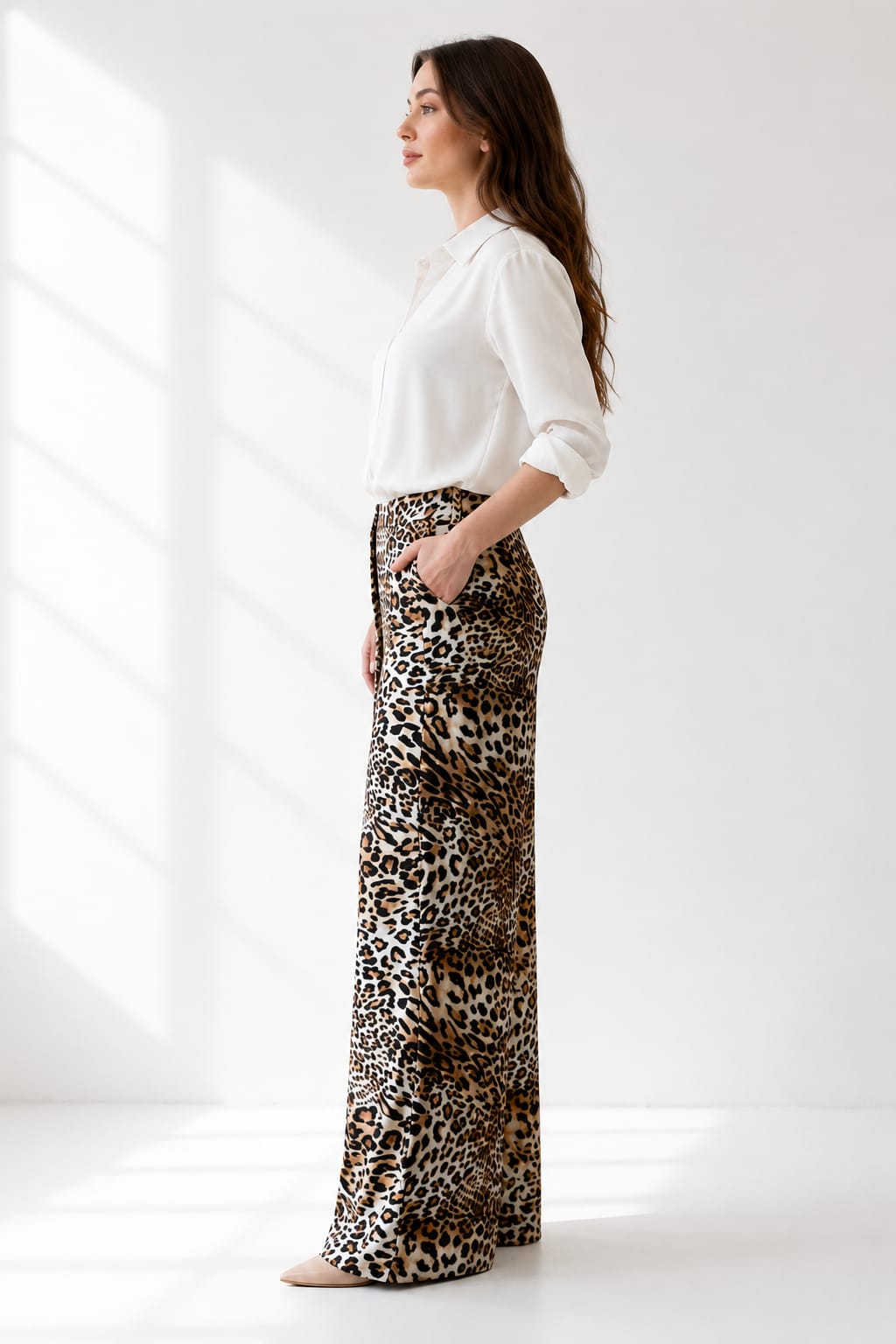 Tiger Print Gabardine Pants