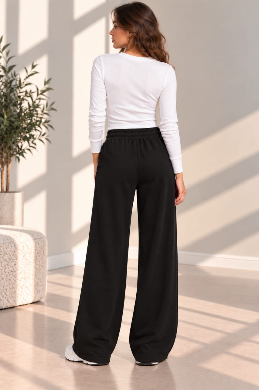 Fleece Wide-Leg Sweatpants