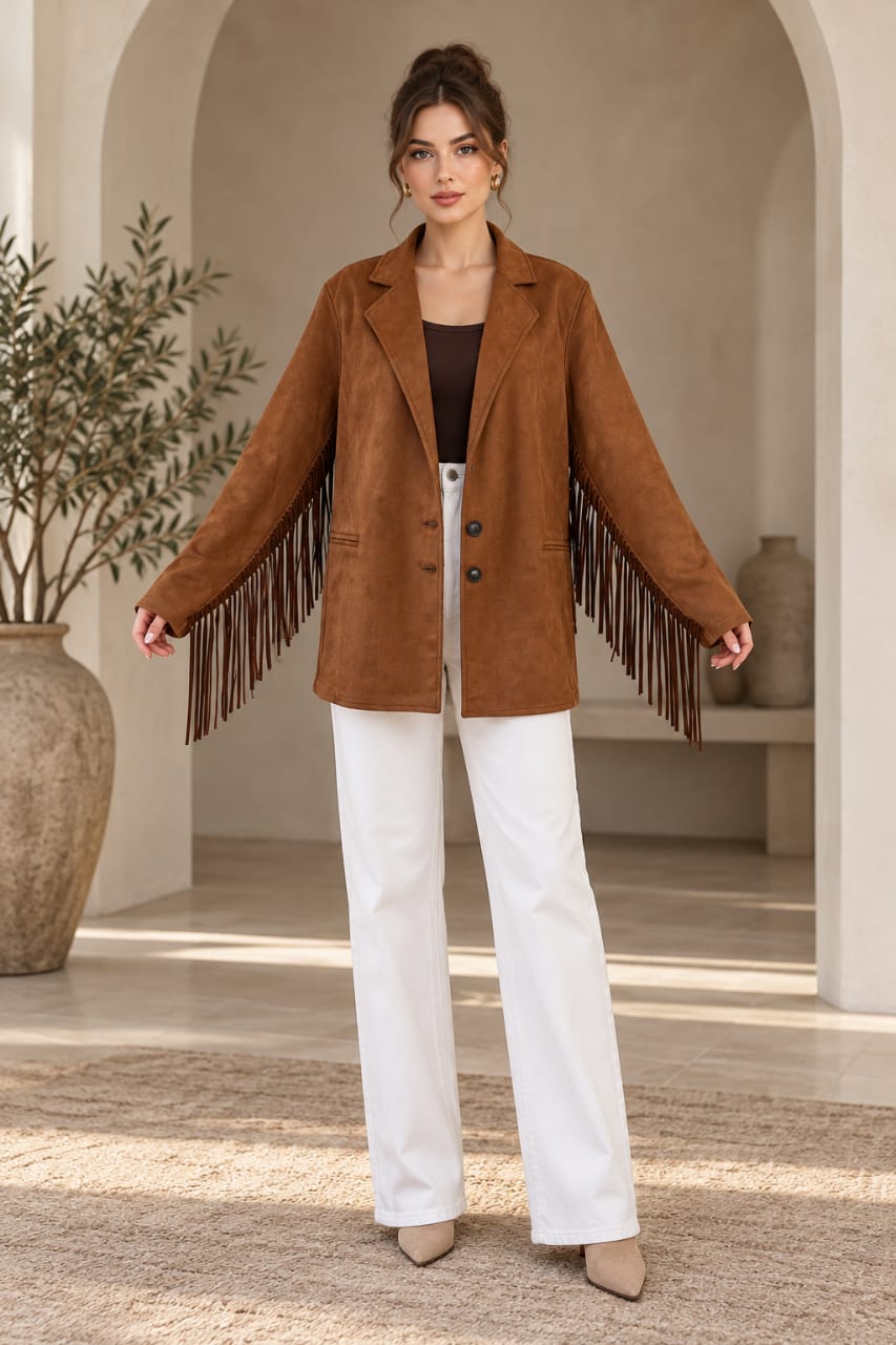 Suede Blazer In Camel