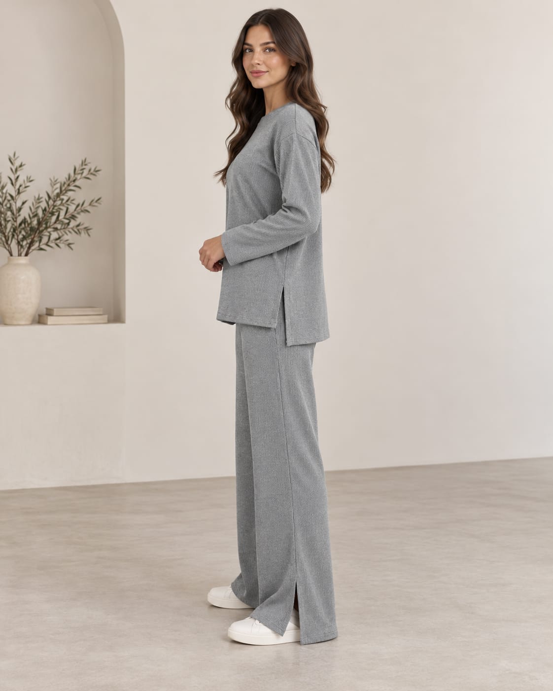 Ribbed Side Slit Set