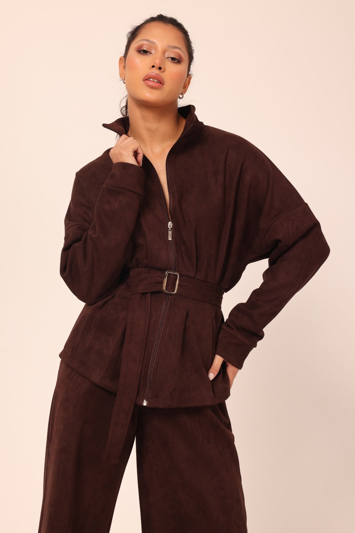 Belted jacket set