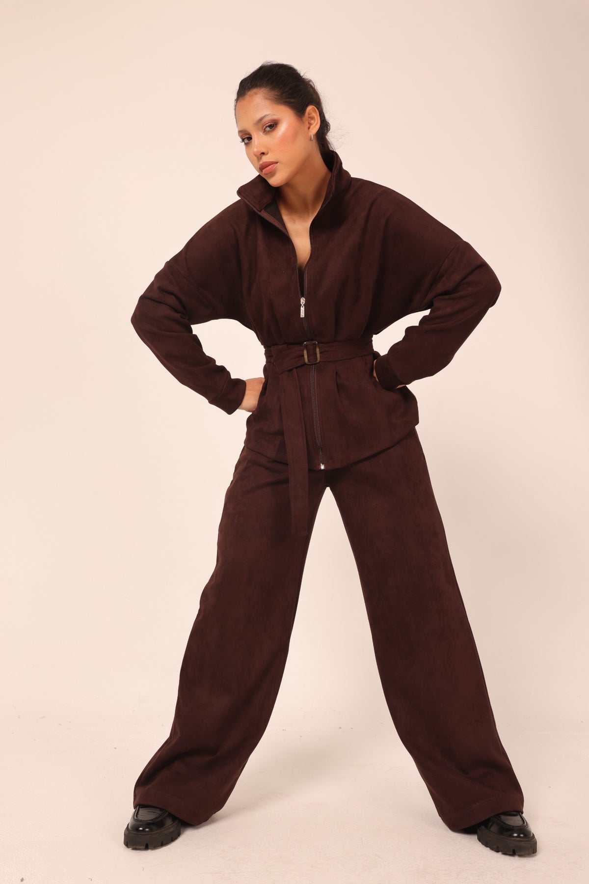 Belted jacket set