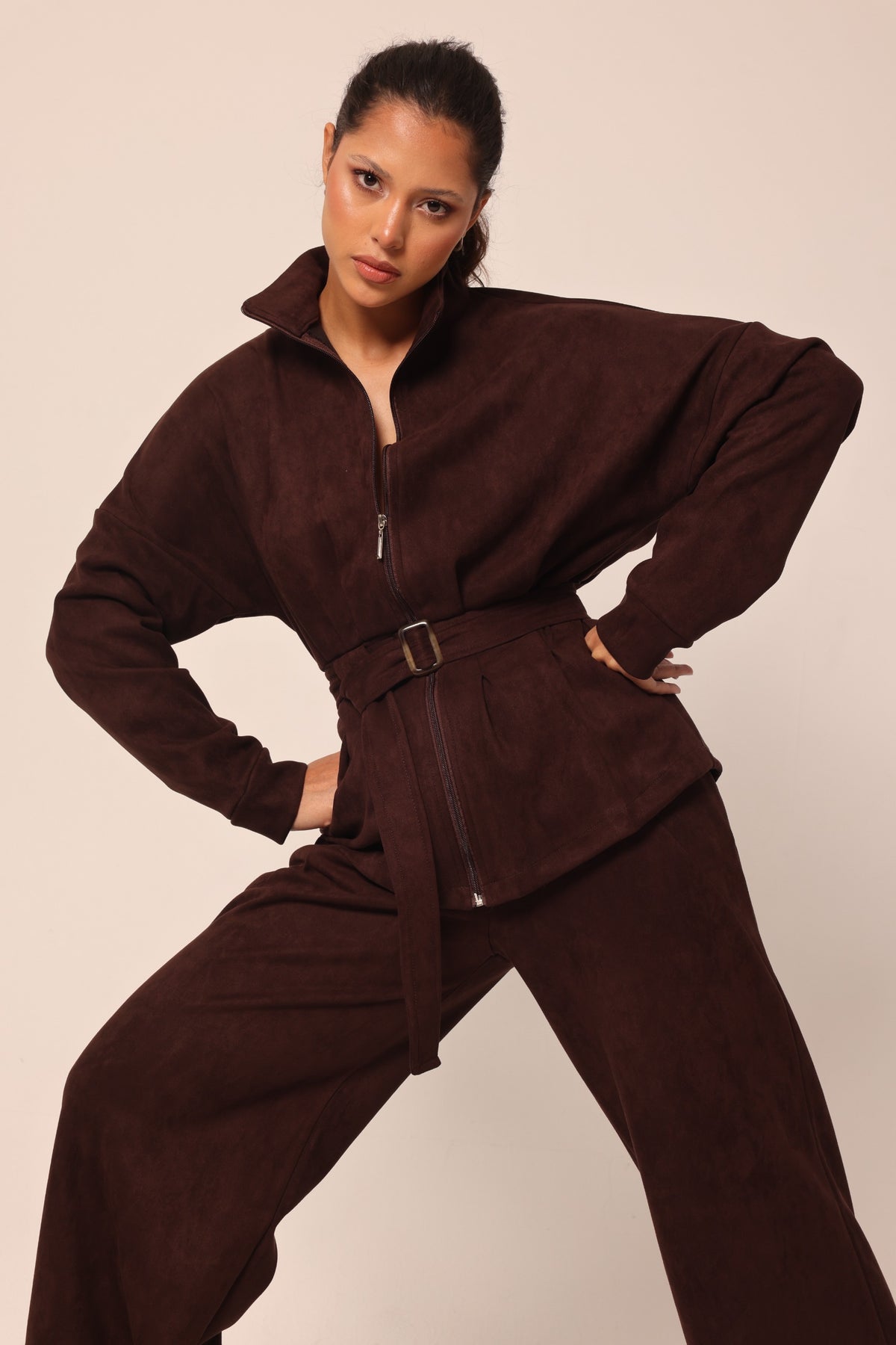 Belted jacket set