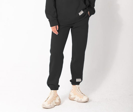 Patched Black Joggers