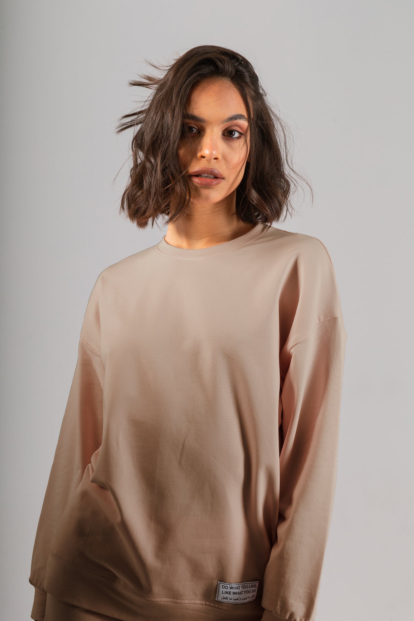 Basic Everyday Top With Patch| Beige