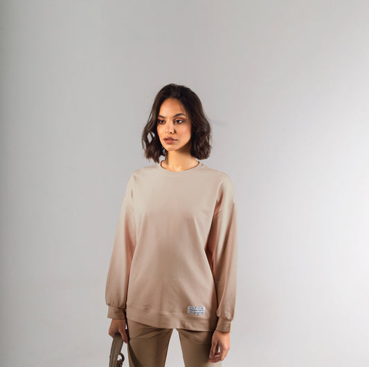 Basic Everyday Top With Patch| Beige
