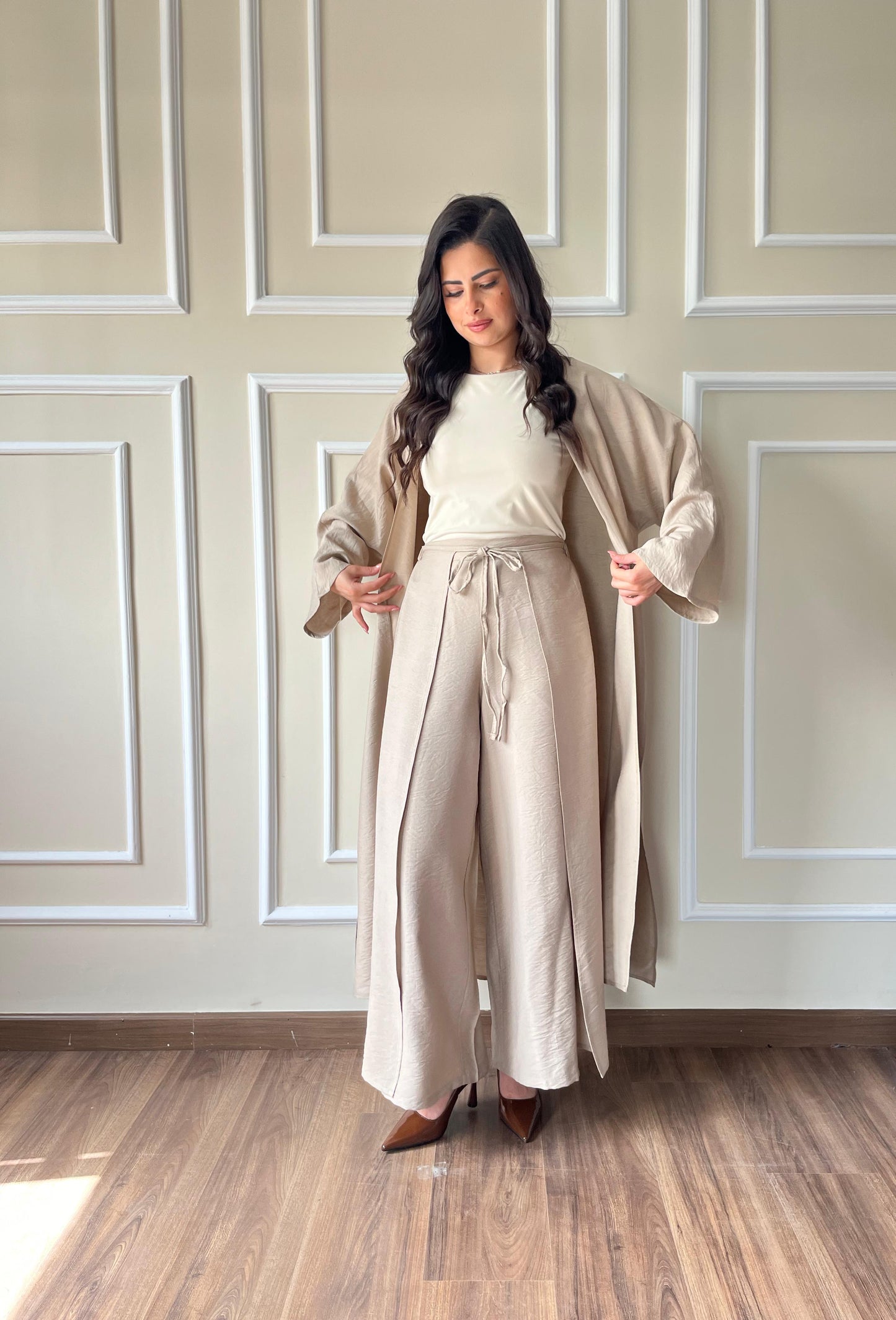 Warrped Trouser Set |Beige