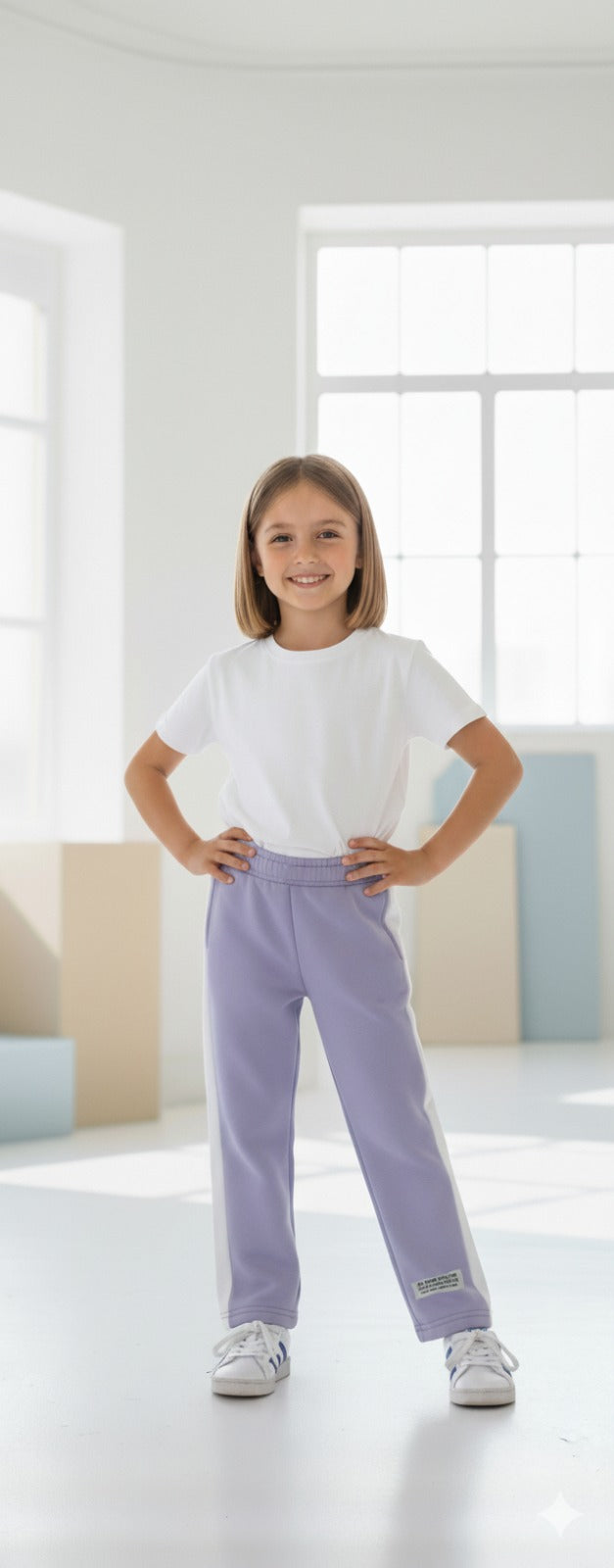 Striped Fleece Trousers | Purple