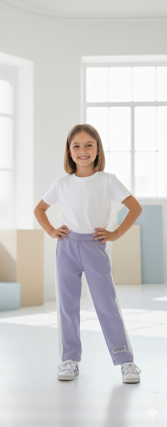 Striped Fleece Trousers | Purple