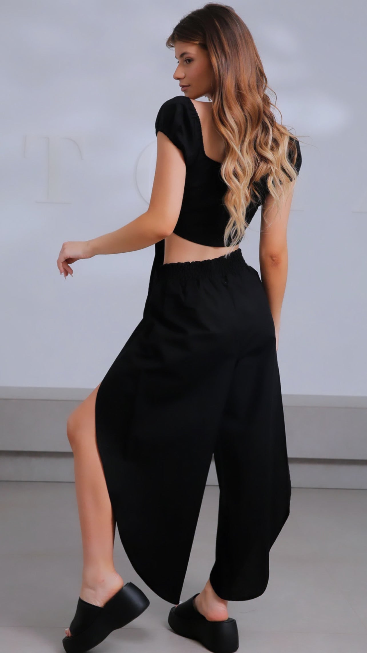 Linen Split Pants Beach Set