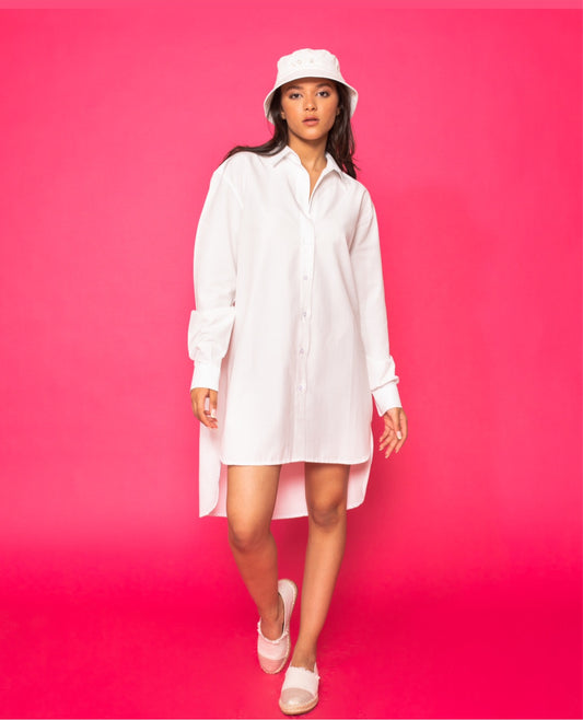 Oversized Shirt Dress In White