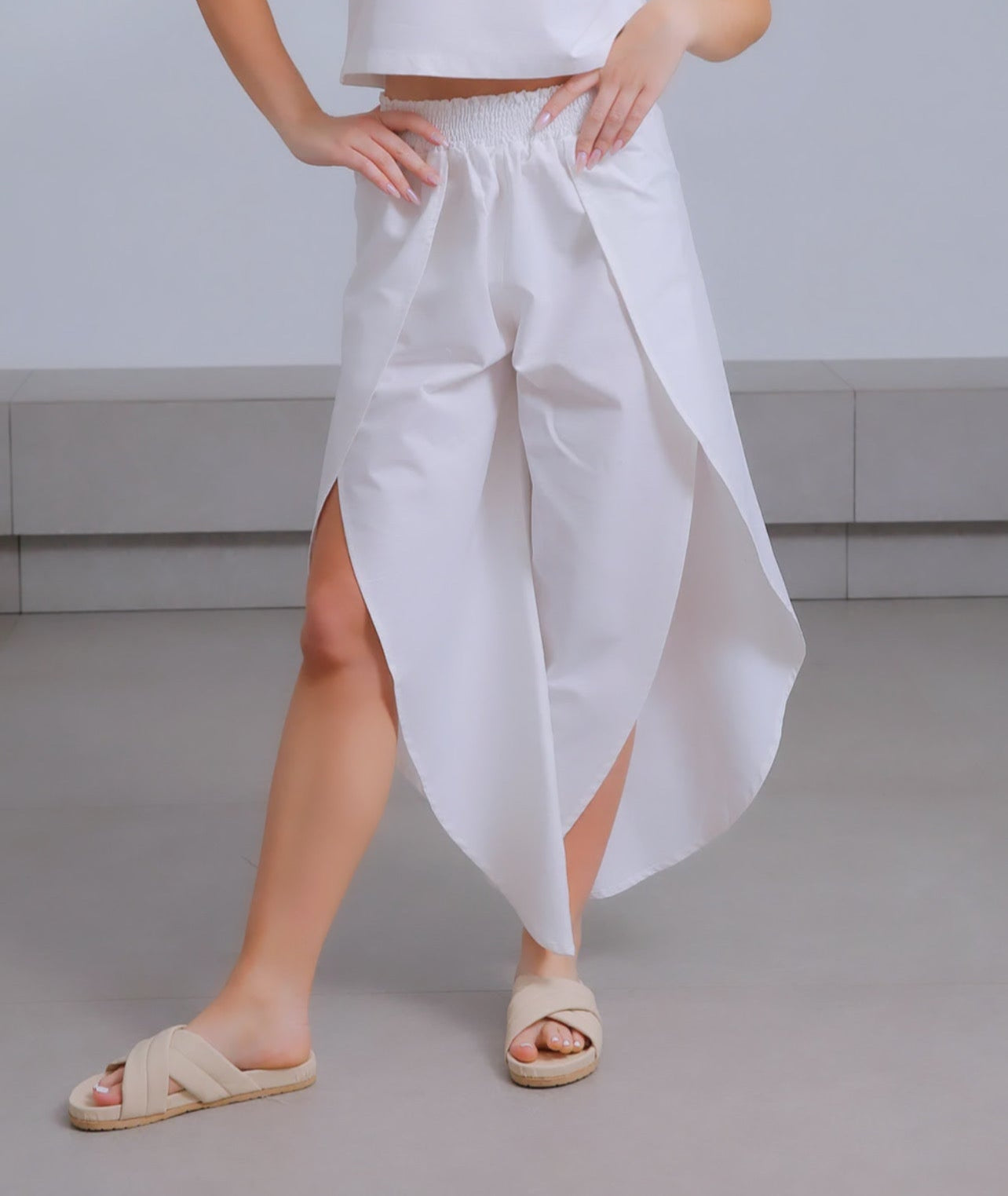 Beach Cover up Pants In White