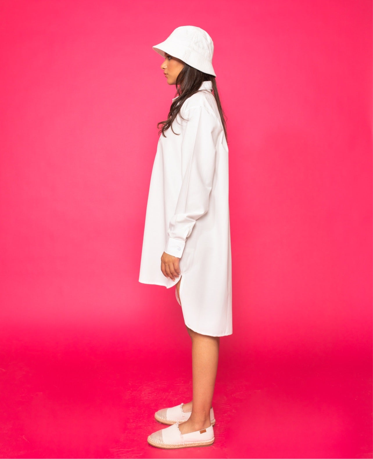 Oversized Shirt Dress In White