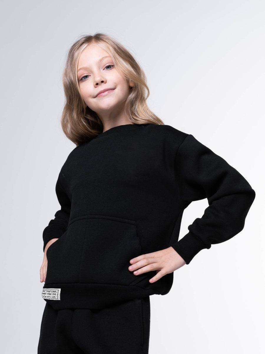 Fleece Sweatshirt Set In Black