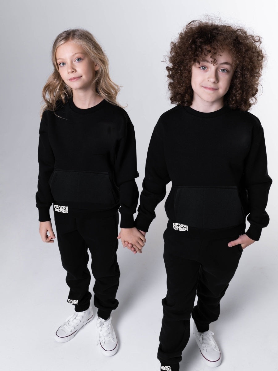 Fleece Sweatshirt Set In Black
