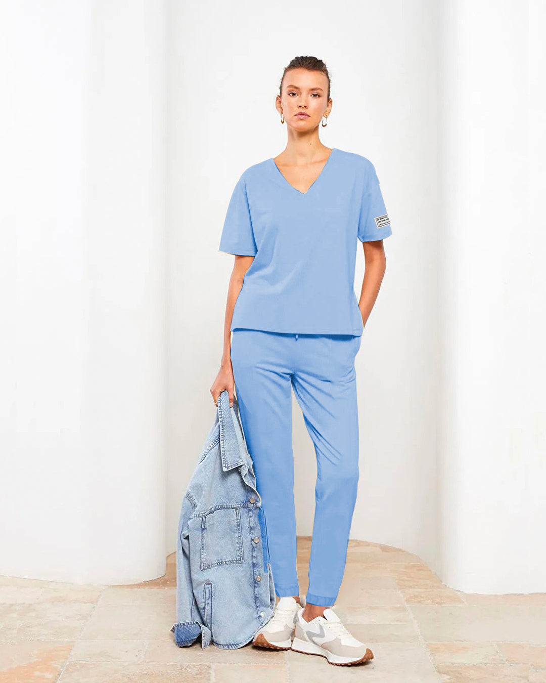 Basic V Neck Tracksuit | Baby Blue