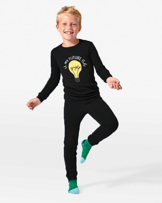 A- Printed Boys Pajama Set | Black