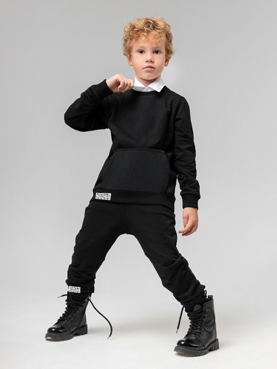 Fleece Sweatshirt Set In Black
