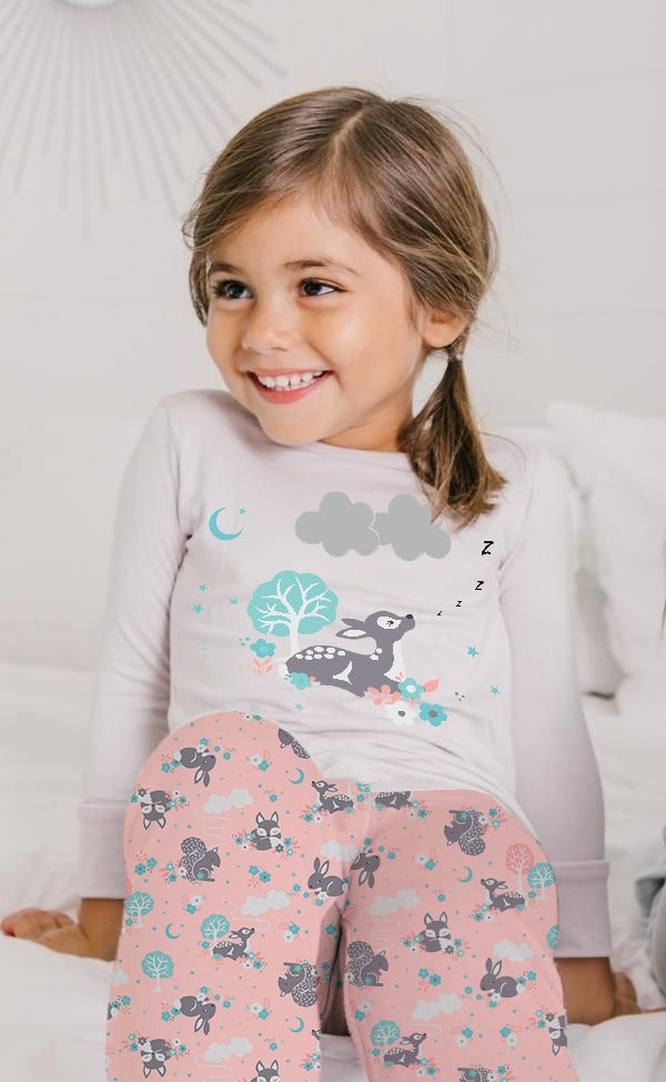 A- Printed Girls Pajama Set