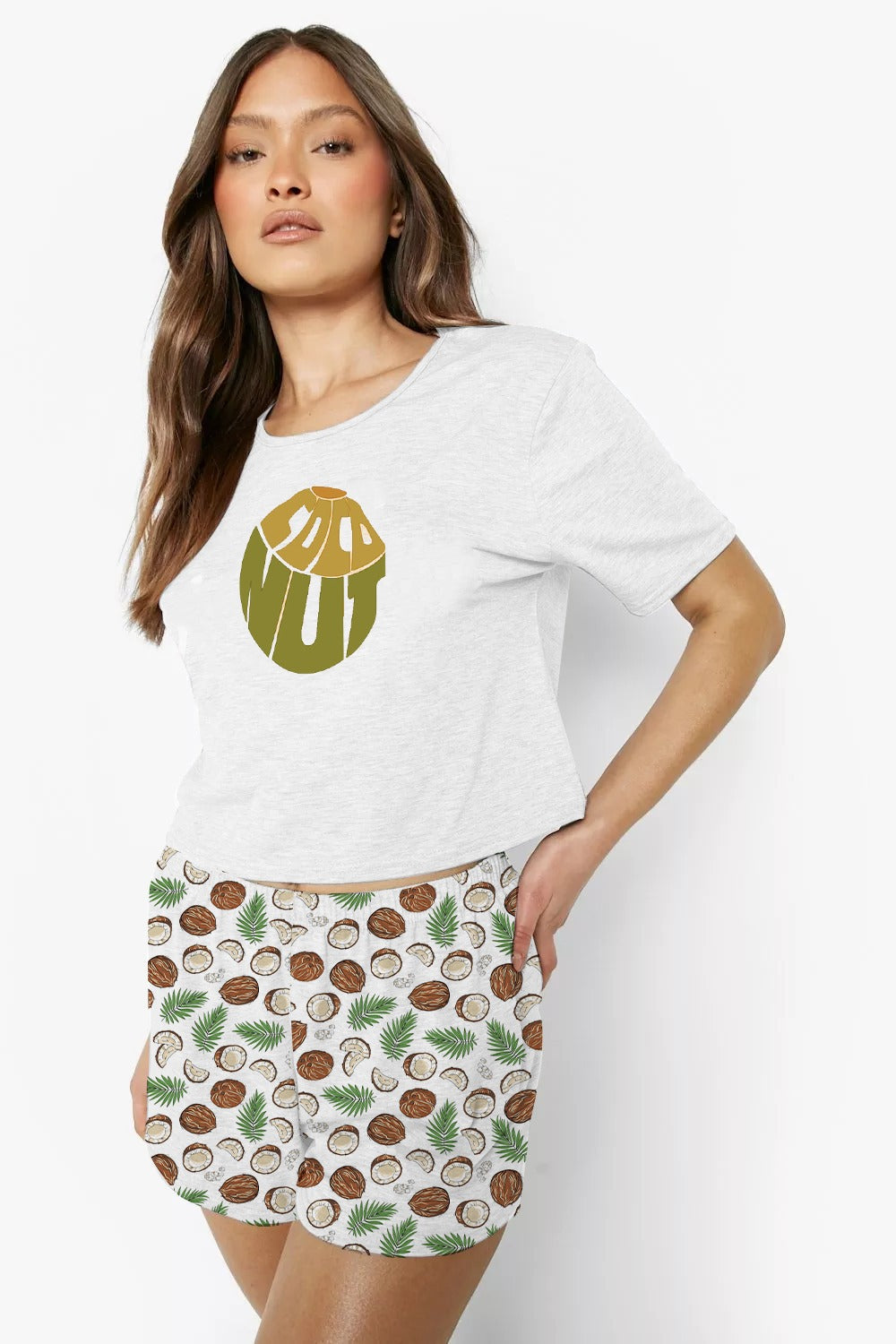 Coconut Print Shorts Pajama Set