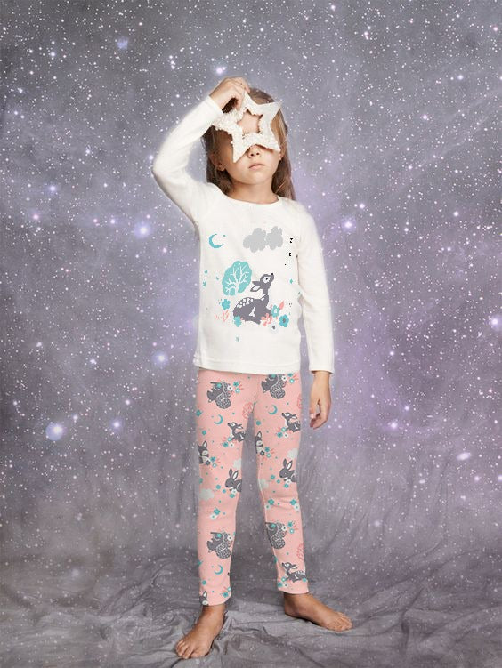 A- Printed Girls Pajama Set